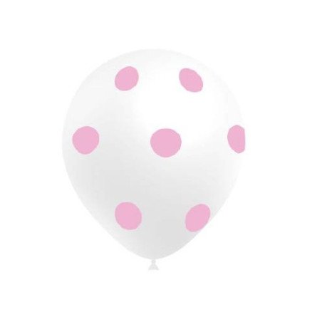 Globos blancos Lunares rosa